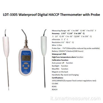 Laboratorio di termometro digitale accurato con sonda da 300 mm 0,5 C
